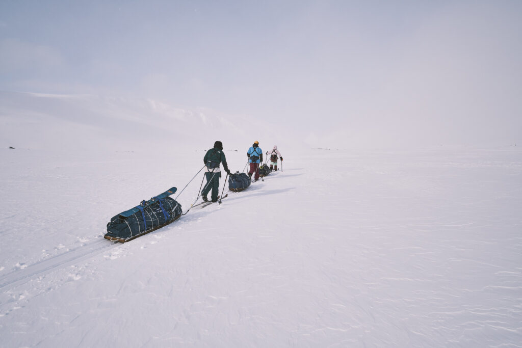 Rimforspulkan på tur i Sarek tillsammans med Segebadenpulkan. Foto: Thomas Vialletet